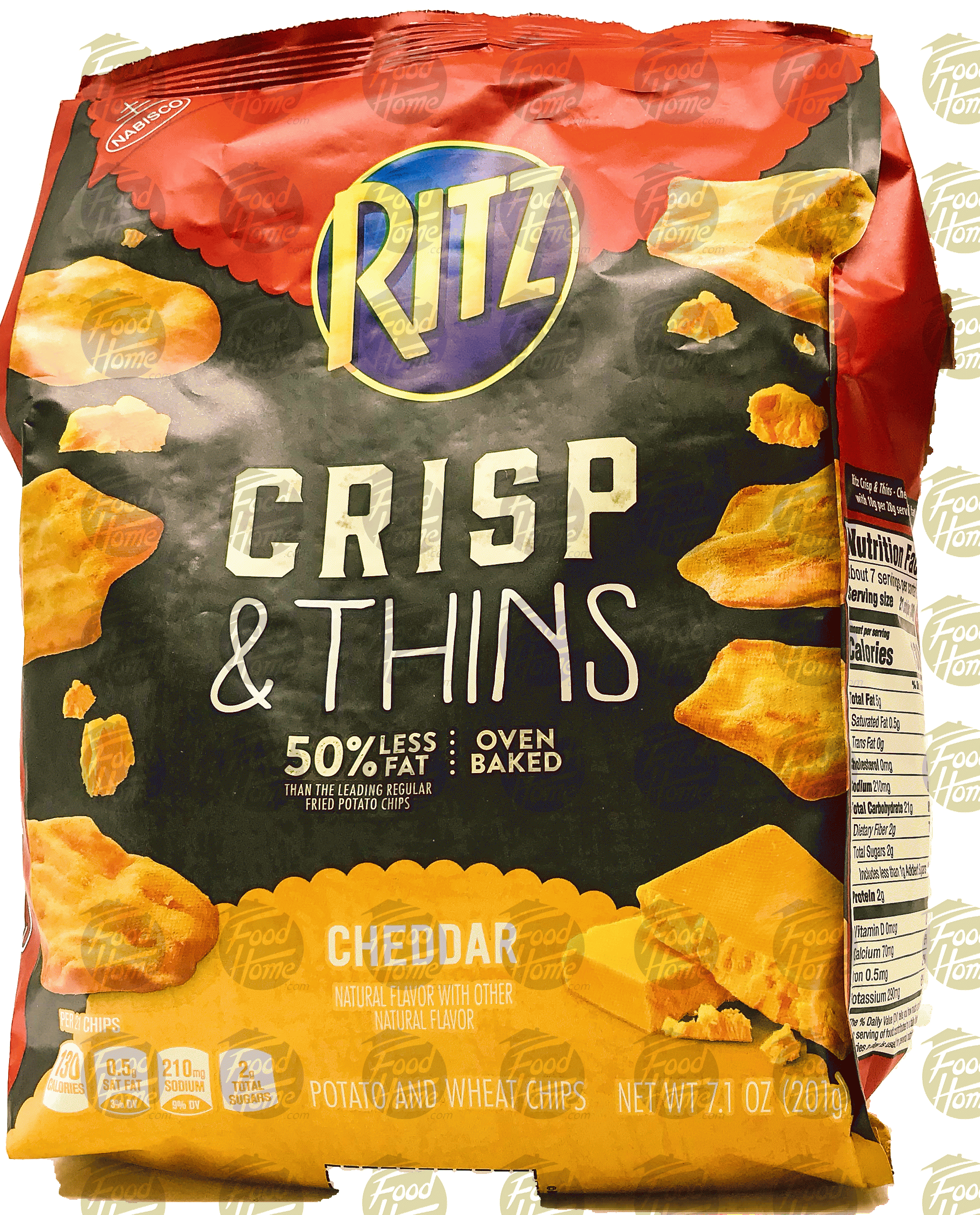 Nabisco Ritz crisp & thins cheddar flavor potato and wheat chips, oven baked Full-Size Picture